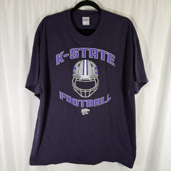 K State Wildcats Football Shirt Men's XL Purple Short Sleeve Crew Neck Cotton Bl - Picture 1 of 7
